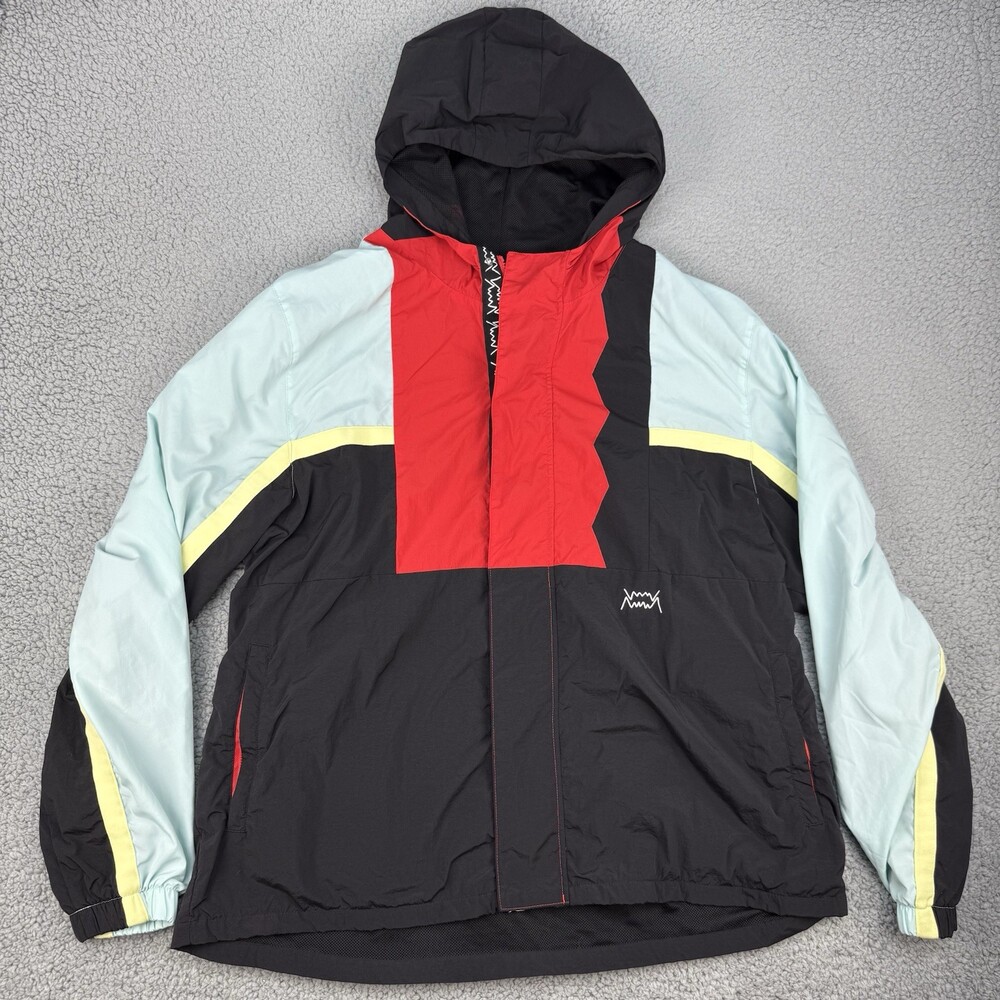 Puma Commitment Day Jacket Windbreaker Mens XXL 2XL Red Black Light Blue Way 1
